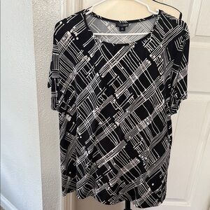 East 5th Black and White Abstract Women's Blouse
